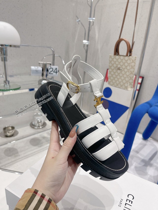Celine專櫃女鞋 賽琳新款復古凱旋門羅馬厚底涼鞋 dx3392